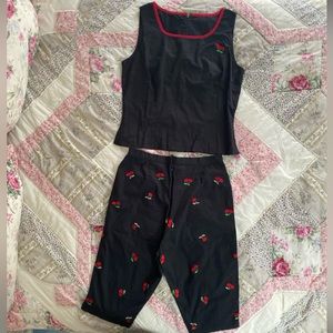Betsy’s Things Embroidered Cotton/Spandex Vest and Shorts: Size 10, Zip Closures
